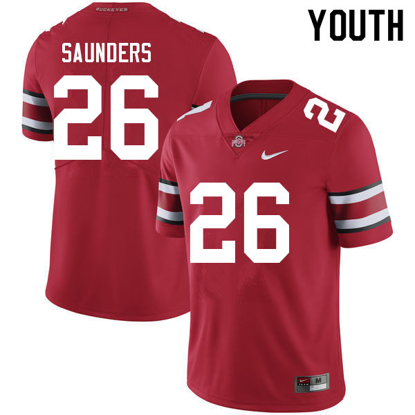 Ohio State Buckeyes Cayden Saunders Youth #26 Red Authentic Stitched College Football Jersey